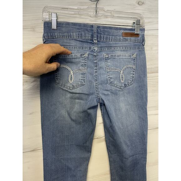 WallFlower Jeans Womens 3 Skinny Stretch Denim Double Button Mid Rise Y2K - Picture 15 of 15